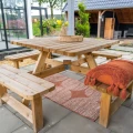 Picknicktafel Vierkant, 40 mm dik, bladmaat 115x115 cm, groen geïmpregneerd
