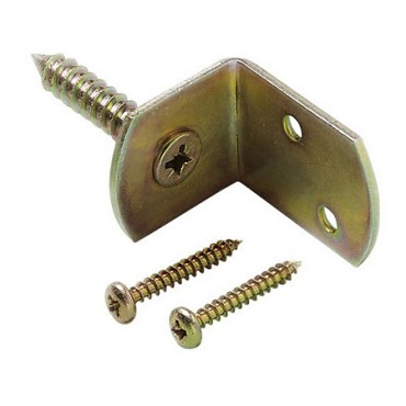 L-beslag inclusief schroeven, 4 stuks op kaart, geel verzinkt