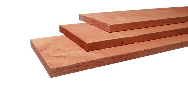 Douglas fijnbezaagde plank 3.2x20x400 cm, groen geïmpregneerd