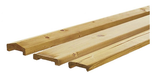 Vuren geschaafde afdeklat met sponning (5.2 cm) 1.9x7x181.5 cm t.b.v. recht en toogscherm, groen geïmpregneerd