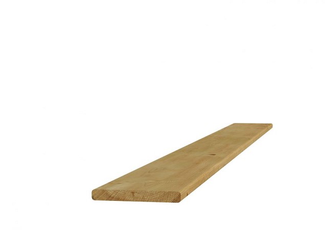 Grenen geschaafde plank 1.5x14x360 cm, groen geïmpregneerd