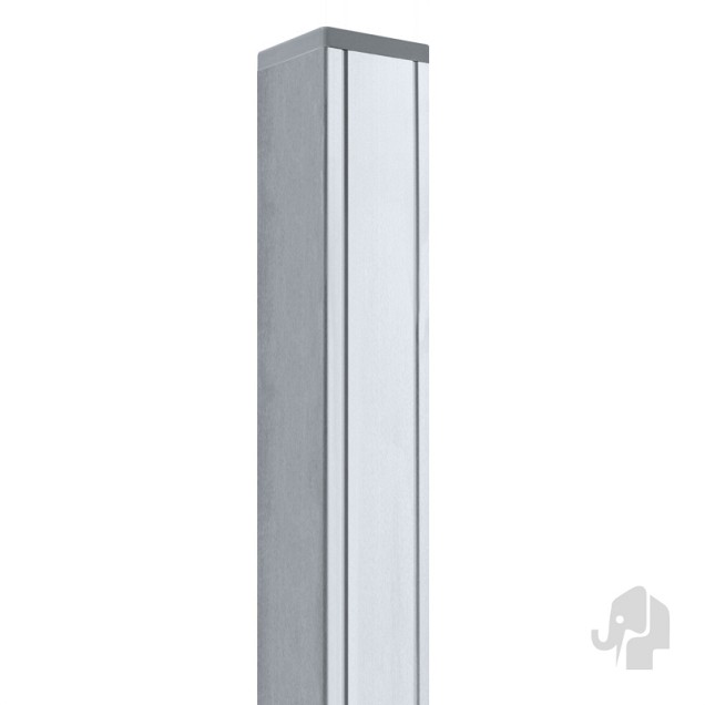 Aluminium paal 7x7x135 cm blank (incl kap en houten kern)