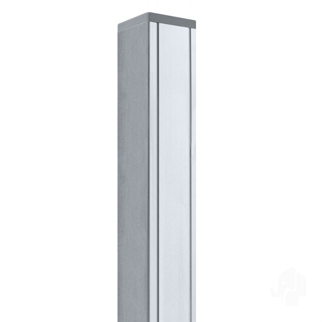 Aluminium paal 7x7x135 cm blank (incl kap en houten kern)