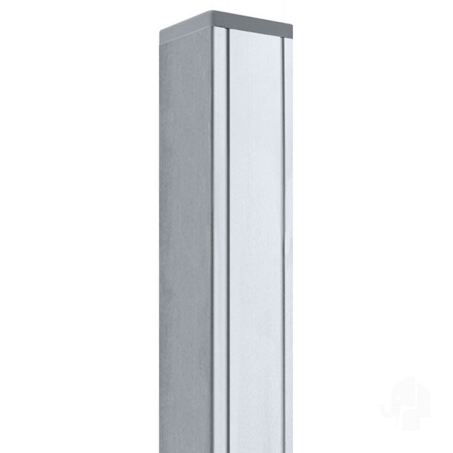 Aluminium paal 9x9x186 cm blank (incl kap en houten kern)