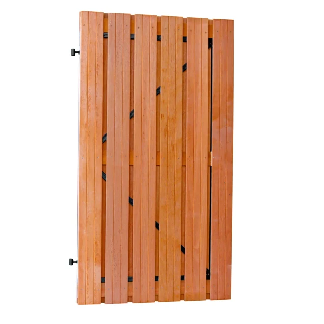 Hardhouten plankendeur recht verticaal op zwart verstelbaar stalen frame 100x180 cm