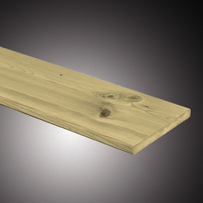 Grenen geschaafde plank 1.5x14x360 cm, groen geïmpregneerd